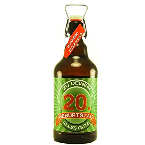 Bier Geschenk zum 20.Geburtstag Geburtstagsgeschenk zwanzigster Geburtstag XXL 2 Liter Riesenbierflasche zum 20. Geburtstag von SünGross
