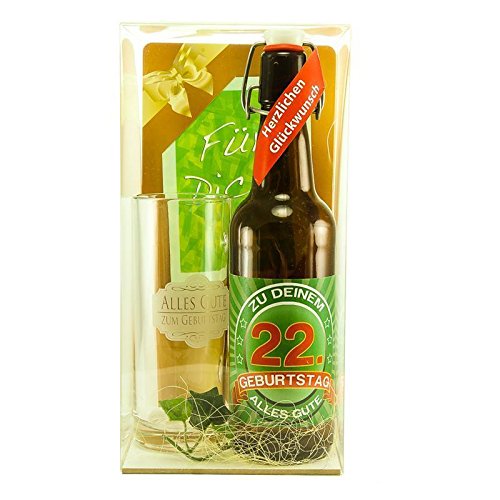 Bier Geschenk zum 22.Geburtstag Geburtstagsgeschenk zweiundzwanzigster Geburtstag Bier Geschenkset zum 22. Geburtstag von SünGross