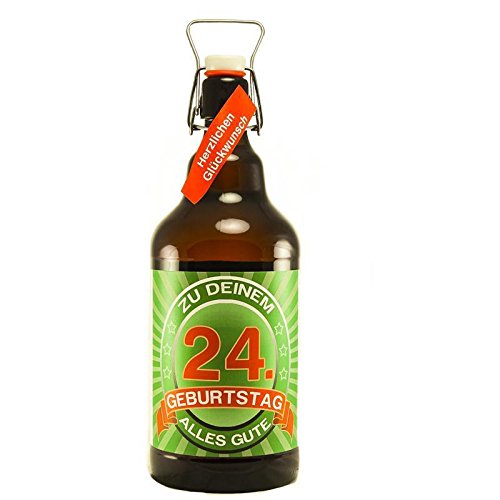 Bier Geschenk zum 24.Geburtstag Geburtstagsgeschenk vierundzwanzigster Geburtstag XXL 2 Liter Riesenbierflasche zum 24. Geburtstag von SünGross
