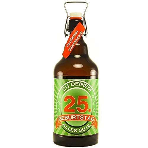 Bier Geschenk zum 25.Geburtstag Geburtstagsgeschenk fünfundzwanzigster Geburtstag XXL 2 Liter Riesenbierflasche zum 25. Geburtstag von SünGross