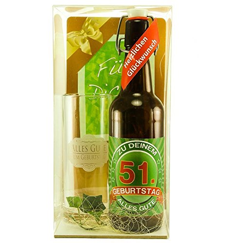 Bier Geschenk zum 51.Geburtstag Geburtstagsgeschenk einundfünfzigster Geburtstag Bier Geschenkset zum 51. Geburtstag von SünGross