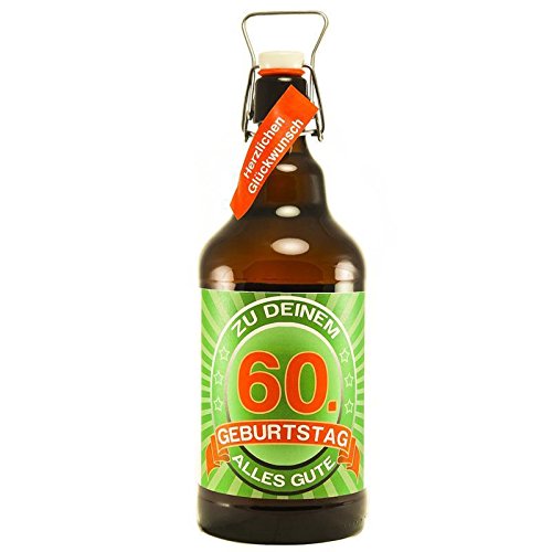 Bier Geschenk zum 60.Geburtstag Geburtstagsgeschenk sechszigster Geburtstag XXL 2 Liter Riesenbierflasche zum 60. Geburtstag von SünGross