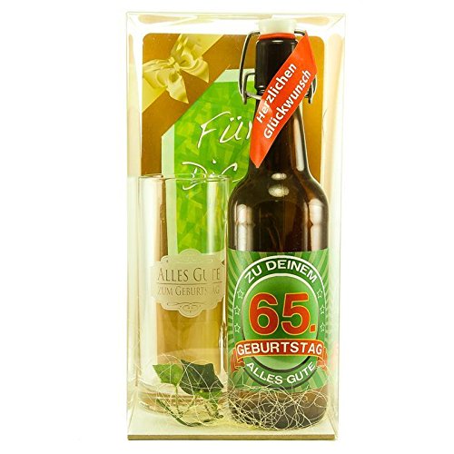 Bier Geschenk zum 65.Geburtstag Geburtstagsgeschenk fünfundsechszigster Geburtstag Bier Geschenkset zum 65. Geburtstag von SünGross