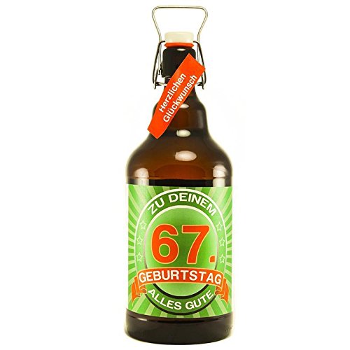 Bier Geschenk zum 67.Geburtstag Geburtstagsgeschenk siebenundsechszigster Geburtstag XXL 2 Liter Riesenbierflasche zum 67. Geburtstag von SünGross
