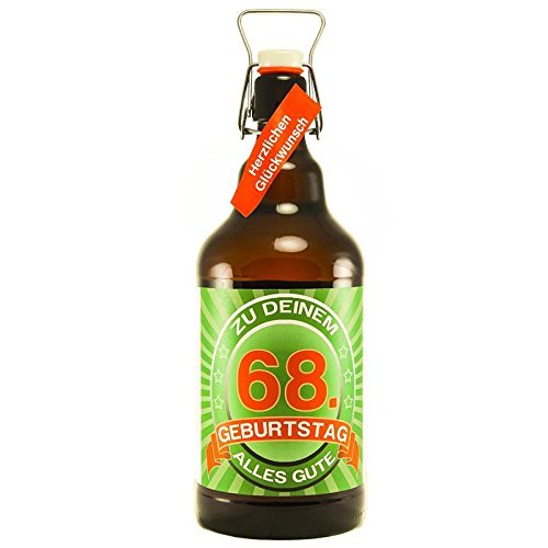 Bier Geschenk zum 68.Geburtstag Geburtstagsgeschenk achtundsechszigster Geburtstag XXL 2 Liter Riesenbierflasche zum 68. Geburtstag von SünGross