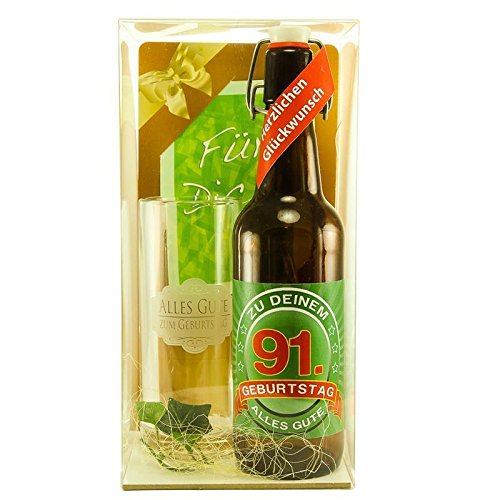 Bier Geschenk zum 91.Geburtstag Geburtstagsgeschenk einundneunzigster Geburtstag Bier Geschenkset zum 91. Geburtstag von SünGross