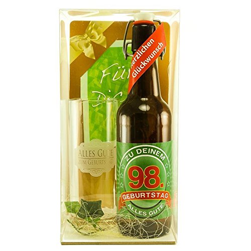 Bier Geschenk zum 98.Geburtstag Geburtstagsgeschenk achtundneunzigster Geburtstag Bier Geschenkset zum 98. Geburtstag von SünGross