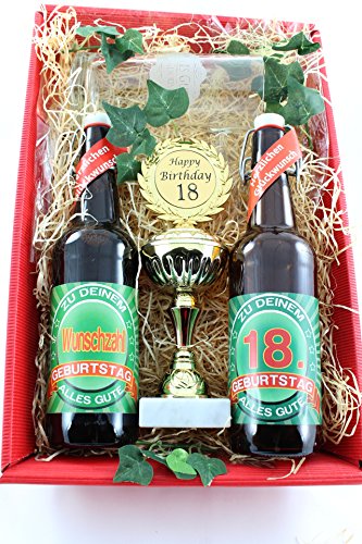 Biergeschenke zum 18. Geburtstag (Geschenkkarton Bier und Pokal) von SünGross