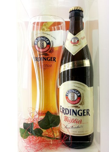 Erdinger Geschenk Set, Bierset 1 Fl. Erdinger Weizen, 0,5ltr Erdinger Weizenglas, kleine Aufmerksamkeit für Frauen und Männer die immer gut ankommt, optimales Geschenk für Erdinger Fan's und alle die gern Weizen trinken von SünGross