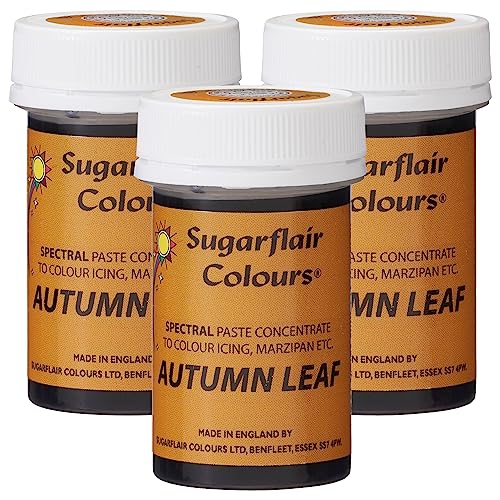 3 x Sugarflair 25g Autumn Leaf Spectral Paste Gel Edible Food Colour Cake Icing von Sugarflair Colours