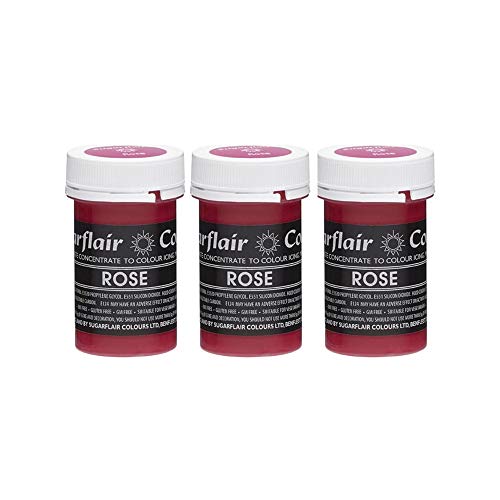 3 x Sugarflair ROSE Red Pink Pastel Edible Food Colour Paste for Cake Icing 25g von Sugarflair Colours