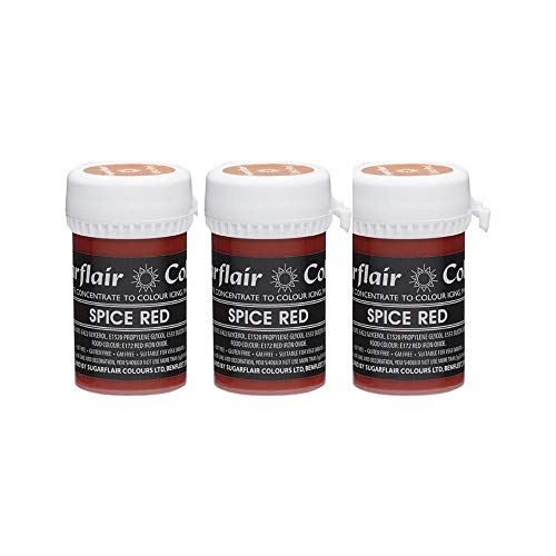 3 x Sugarflair SPICE RED Pastel Edible Food Colouring Paste for Cake Icing 25g von Sugarflair Colours