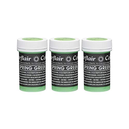 3 x Sugarflair SPRING GREEN Pastel Edible Food Colour Paste for Cake Icing 25g von Sugarflair Colours
