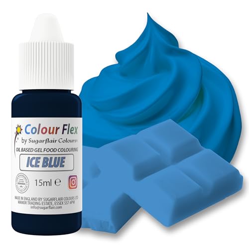 Colour Flex Lebensmittelfarbgel auf Ölbasis, Eisblau, zum Färben von fettreichen Lebensmitteln, Buttercreme, Schokolade, Teigen, Fondant, Zuckerguss und mehr, 15 ml von Sugarflair Colours