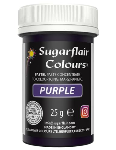 Sugarflair Lebensmittelfarbe Pasta Pastel Violett, Pasta Lebensmittel Farbe für Fondant und Marzipan, Spectral Concentrated Paste Colours - 25g von Sugarflair Colours