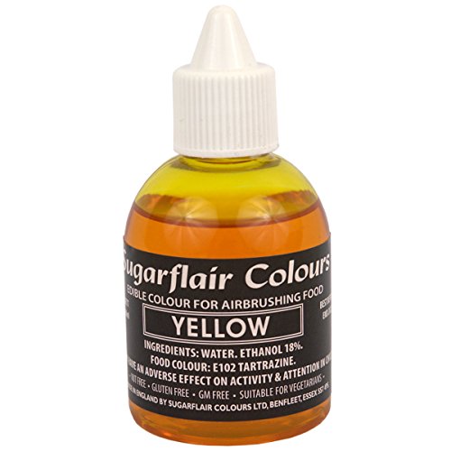Sugarflair - AIRBRUSHING FOOD COLOUR - essbar Airbrush Flüssigkeit Färbung (Gelb) von Sugarflair Colours