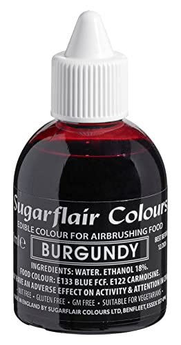 Sugarflair Airbrush Colouring Lebensmittelfarbe Burgundy - Essbare Lebensmittel Farbe Flüssig, Airbrush-Farbe für Kuchen, Cupcakes, Zuckerguss und Kuchendekorationen - 60ml Sugarflair Airbrush Colouring Lebensmittelfarbe Burgundy - Essbare Lebensmittel Farbe Flüssig, Airbrush-Farbe für Kuchen, Cupcakes, Zuckerguss und Kuchendekorationen - 60ml von Sugarflair Colours