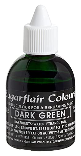 Sugarflair Airbrush Colouring Lebensmittelfarbe Dark Green - Essbare Lebensmittel Farbe Flüssig, Airbrush-Farbe für Kuchen, Cupcakes, Zuckerguss und Kuchendekorationen - 60ml Sugarflair Airbrush Colouring Lebensmittelfarbe Dark Green - Essbare Lebensmittel Farbe Flüssig, Airbrush-Farbe für Kuchen, Cupcakes, Zuckerguss und Kuchendekorationen - 60ml von Sugarflair Colours