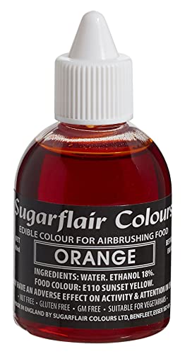 Sugarflair Airbrush Colouring Lebensmittelfarbe Orange - Essbare Lebensmittel Farbe Flüssig, Airbrush-Farbe für Kuchen, Cupcakes, Zuckerguss und Kuchendekorationen - 60ml Sugarflair Airbrush Colouring Lebensmittelfarbe Orange - Essbare Lebensmittel Farbe Flüssig, Airbrush-Farbe für Kuchen, Cupcakes, Zuckerguss und Kuchendekorationen - 60ml von Sugarflair Colours