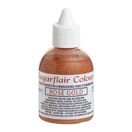 Sugarflair Airbrush Colouring Lebensmittelfarbe Rose Gold - Essbare Lebensmittel Farbe Flüssig, Airbrush-Farbe für Kuchen, Cupcakes, Zuckerguss und Kuchendekorationen - 60ml Sugarflair Airbrush Colouring Lebensmittelfarbe Rose Gold - Essbare Lebensmittel Farbe Flüssig, Airbrush-Farbe für Kuchen, Cupcakes, Zuckerguss und Kuchendekorationen - 60ml von Sugarflair Colours