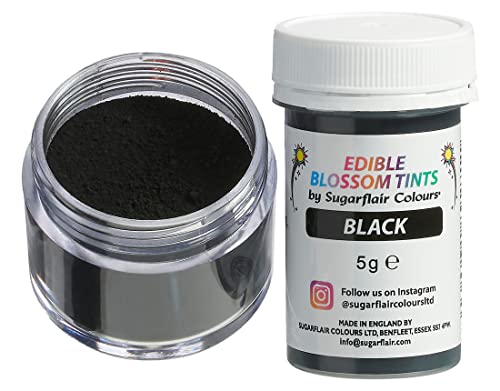 Sugarflair Blossom Tint Dust Lebensmittelfarbe Pulver Black - Lebensmittel Farbe Pulver für Kuchenoberflächen, Zuckerpaste, Fondant, Zuckerguss, Schokolade, Buttercreme, Macarons und mehr - 5g Sugarflair Blossom Tint Dust Lebensmittelfarbe Pulver Black - Lebensmittel Farbe Pulver für Kuchenoberflächen, Zuckerpaste, Fondant, Zuckerguss, Schokolade, Buttercreme, Macarons und mehr - 5g von Sugarflair Colours