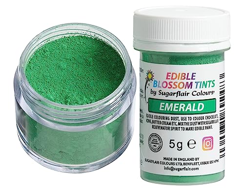Sugarflair Blossom Tint Dust Lebensmittelfarbe Pulver Emerald - Lebensmittel Farbe Pulver für Kuchenoberflächen, Zuckerpaste, Fondant, Zuckerguss, Schokolade, Buttercreme, Macarons und mehr - 5g Sugarflair Blossom Tint Dust Lebensmittelfarbe Pulver Emerald - Lebensmittel Farbe Pulver für Kuchenoberflächen, Zuckerpaste, Fondant, Zuckerguss, Schokolade, Buttercreme, Macarons und mehr - 5g von Sugarflair Colours