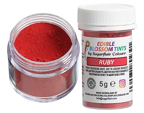 Sugarflair Blossom Tint Dust Lebensmittelfarbe Pulver Ruby - Lebensmittel Farbe Pulver für Kuchenoberflächen, Zuckerpaste, Fondant, Zuckerguss, Schokolade, Buttercreme, Macarons und mehr - 5g Sugarflair Blossom Tint Dust Lebensmittelfarbe Pulver Ruby - Lebensmittel Farbe Pulver für Kuchenoberflächen, Zuckerpaste, Fondant, Zuckerguss, Schokolade, Buttercreme, Macarons und mehr - 5g von Sugarflair Colours