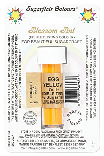 Sugarflair Blossom Tint Dusting Lebensmittelfarbe Pulver Egg Yellow - Lebensmittel Farbe Pulver zur Dekorationen Farbzuckerpaste, Fondant, Zuckerguss, Schokolade, Buttercreme, Macarons - 7ml Sugarflair Blossom Tint Dusting Lebensmittelfarbe Pulver Egg Yellow - Lebensmittel Farbe Pulver zur Dekorationen Farbzuckerpaste, Fondant, Zuckerguss, Schokolade, Buttercreme, Macarons - 7ml von Sugarflair Colours