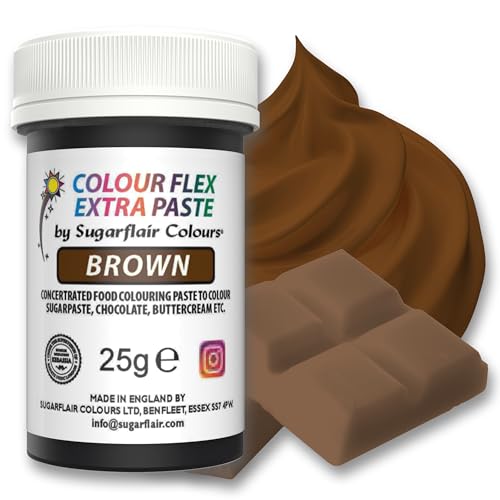 Sugarflair Colourflex Extra Paste Lebensmittelfarbe Paste Brown - Essbare Lebensmittel Farbe für Buttercreme, Schokolade, Zuckerpaste, Zuckerguss, Fondant, Kuchenmischungen, Teig und mehr - 25g Sugarflair Colourflex Extra Paste Lebensmittelfarbe Paste Brown - Essbare Lebensmittel Farbe für Buttercreme, Schokolade, Zuckerpaste, Zuckerguss, Fondant, Kuchenmischungen, Teig und mehr - 25g von Sugarflair Colours