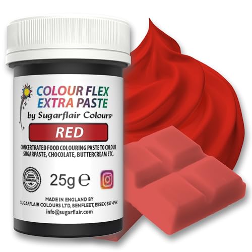 Sugarflair Colourflex Extra Paste Lebensmittelfarbe Paste Red - Essbare Lebensmittel Farbe für Buttercreme, Schokolade, Zuckerpaste, Zuckerguss, Fondant, Kuchenmischungen, Teig und mehr - 25g Sugarflair Colourflex Extra Paste Lebensmittelfarbe Paste Red - Essbare Lebensmittel Farbe für Buttercreme, Schokolade, Zuckerpaste, Zuckerguss, Fondant, Kuchenmischungen, Teig und mehr - 25g von Sugarflair Colours