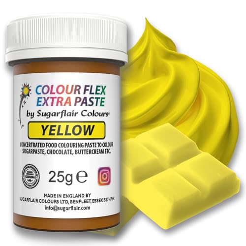 Sugarflair Colourflex Extra Paste Lebensmittelfarbe Paste Yellow - Essbare Lebensmittel Farbe für Buttercreme, Schokolade, Zuckerpaste, Zuckerguss, Fondant, Kuchenmischungen, Teig und mehr - 25g Sugarflair Colourflex Extra Paste Lebensmittelfarbe Paste Yellow - Essbare Lebensmittel Farbe für Buttercreme, Schokolade, Zuckerpaste, Zuckerguss, Fondant, Kuchenmischungen, Teig und mehr - 25g von Sugarflair Colours