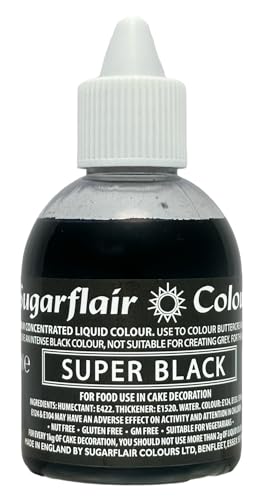 Sugarflair Colours Maximale konzentrierte Flüssigfarbe zum Backen von Zuckerguss Kuchen Dekorieren Fondant Kochen Schleim Herstellen DIY Handwerk - 60 ml Super Black Sugarflair Colours Maximale konzentrierte Flüssigfarbe zum Backen von Zuckerguss Kuchen Dekorieren Fondant Kochen Schleim Herstellen DIY Handwerk - 60 ml Super Black von Sugarflair Colours