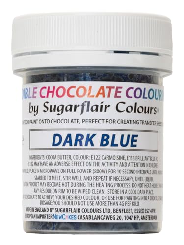 Sugarflair Dark Blue Chocolate Colouring - Farbige Kakaobutter zum Färben von Schokolade oder zum direkten Bemalen von Schokolade, Transferblättern oder Formen - 35g Sugarflair Dark Blue Chocolate Colouring - Farbige Kakaobutter zum Färben von Schokolade oder zum direkten Bemalen von Schokolade, Transferblättern oder Formen - 35g von Sugarflair Colours