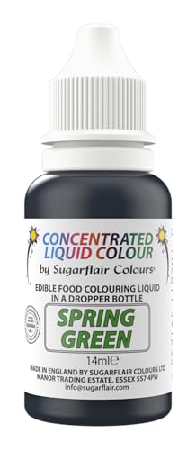 Sugarflair Edible Droplet Paint Lebensmittelfarbe Flüssig Spring Green - Lebensmittel Farbe für für Zuckerpaste, Buttercreme - kann mit Airbrush verwendet werden - 14ml von Sugarflair Colours