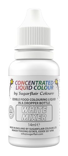 Sugarflair Edible Droplet Paint Lebensmittelfarbe Flüssig White - Lebensmittel Farbe für für Zuckerpaste, Buttercreme - kann mit Airbrush verwendet werden - 14ml von Sugarflair Colours