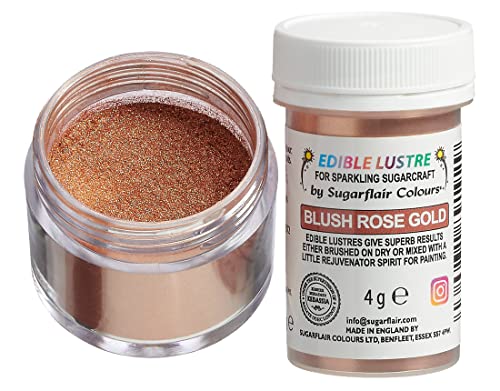 Sugarflair Edible Lustre Lebensmittelfarbe Glanzfarbe Blush Rose Gold - Lebensmittel Glanzpulver für Kuchen, Cupcakes, Schokolade, Backwaren, Desserts, Eiscreme, Getränke, Cocktails und mehr - 4g Sugarflair Edible Lustre Lebensmittelfarbe Glanzfarbe Blush Rose Gold - Lebensmittel Glanzpulver für Kuchen, Cupcakes, Schokolade, Backwaren, Desserts, Eiscreme, Getränke, Cocktails und mehr - 4g von Sugarflair Colours