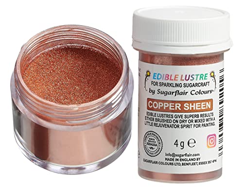 Sugarflair Edible Lustre Lebensmittelfarbe Glanzfarbe Copper - Lebensmittel Glanzpulver für Kuchen, Cupcakes, Schokolade, Backwaren, Desserts, Eiscreme, Getränke, Cocktails und mehr - 4g Sugarflair Edible Lustre Lebensmittelfarbe Glanzfarbe Copper - Lebensmittel Glanzpulver für Kuchen, Cupcakes, Schokolade, Backwaren, Desserts, Eiscreme, Getränke, Cocktails und mehr - 4g von Sugarflair Colours