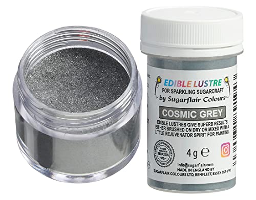 Sugarflair Edible Lustre Lebensmittelfarbe Glanzfarbe Cosmic Grey - Lebensmittel Glanzpulver für Kuchen, Cupcakes, Schokolade, Backwaren, Desserts, Eiscreme, Getränke, Cocktails und mehr - 4g Sugarflair Edible Lustre Lebensmittelfarbe Glanzfarbe Cosmic Grey - Lebensmittel Glanzpulver für Kuchen, Cupcakes, Schokolade, Backwaren, Desserts, Eiscreme, Getränke, Cocktails und mehr - 4g von Sugarflair Colours