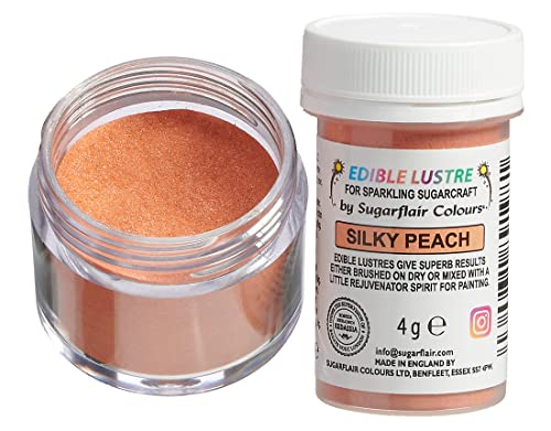 Sugarflair Edible Lustre Lebensmittelfarbe Glanzfarbe Peach - Lebensmittel Glanzpulver für Kuchen, Cupcakes, Schokolade, Backwaren, Desserts, Eiscreme, Getränke, Cocktails und mehr - 4g Sugarflair Edible Lustre Lebensmittelfarbe Glanzfarbe Peach - Lebensmittel Glanzpulver für Kuchen, Cupcakes, Schokolade, Backwaren, Desserts, Eiscreme, Getränke, Cocktails und mehr - 4g von Sugarflair Colours