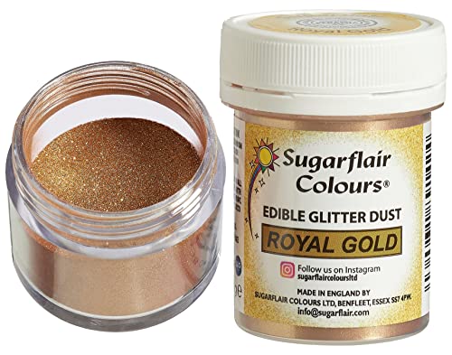 Sugarflair Edible Lustre Lebensmittelfarbe Glanzfarbe Royal Gold - Lebensmittel Glanzpulver für Kuchen, Cupcakes, Schokolade, Backwaren, Desserts, Eiscreme, Getränke, Cocktails und mehr - 10g Sugarflair Edible Lustre Lebensmittelfarbe Glanzfarbe Royal Gold - Lebensmittel Glanzpulver für Kuchen, Cupcakes, Schokolade, Backwaren, Desserts, Eiscreme, Getränke, Cocktails und mehr - 10g von Sugarflair Colours