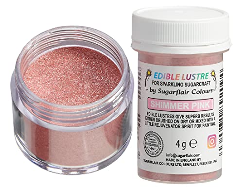 Sugarflair Edible Lustre Lebensmittelfarbe Glanzfarbe Shimmer Pink - Lebensmittel Glanzpulver für Kuchen, Cupcakes, Schokolade, Backwaren, Desserts, Eiscreme, Getränke, Cocktails und mehr - 4g Sugarflair Edible Lustre Lebensmittelfarbe Glanzfarbe Shimmer Pink - Lebensmittel Glanzpulver für Kuchen, Cupcakes, Schokolade, Backwaren, Desserts, Eiscreme, Getränke, Cocktails und mehr - 4g von Sugarflair Colours