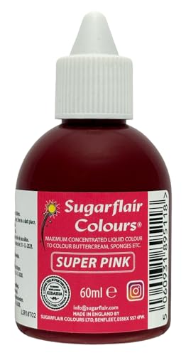 Sugarflair Lebensmittelfarbe Flüssig Super Rosa - Lebensmittel Farbe Hoch Konzentriert zum Färben von Zuckerpaste, Buttercreme, Zuckerguss, Macarons, Kuchendekorationen und mehr - 60ml Sugarflair Lebensmittelfarbe Flüssig Super Rosa - Lebensmittel Farbe Hoch Konzentriert zum Färben von Zuckerpaste, Buttercreme, Zuckerguss, Macarons, Kuchendekorationen und mehr - 60ml von Sugarflair Colours