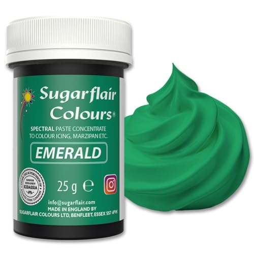 Sugarflair Spectral Emerald Lebensmittelfarbe Paste, hochkonzentrierte Lebensmittelfarbe für Buttercreme, Zuckerpaste, Royal Icing, Kuchenmischungen und mehr! Lebensmittelfarbstoff - 25g Sugarflair Spectral Emerald Lebensmittelfarbe Paste, hochkonzentrierte Lebensmittelfarbe für Buttercreme, Zuckerpaste, Royal Icing, Kuchenmischungen und mehr! Lebensmittelfarbstoff - 25g von Sugarflair Colours