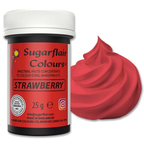 Sugarflair Spectral Strawberry Lebensmittelfarbe Paste, hochkonzentrierte Lebensmittelfarbe für Buttercreme, Zuckerpaste, Royal Icing, Kuchenmischungen und mehr! Lebensmittelfarbstoff - 25g Sugarflair Spectral Strawberry Lebensmittelfarbe Paste, hochkonzentrierte Lebensmittelfarbe für Buttercreme, Zuckerpaste, Royal Icing, Kuchenmischungen und mehr! Lebensmittelfarbstoff - 25g von Sugarflair Colours