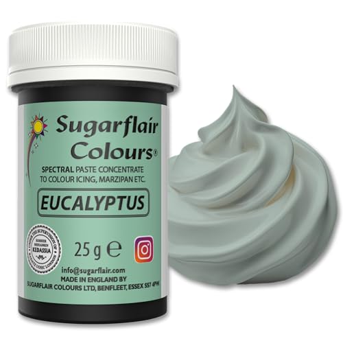 Sugarflair Spectral Eucalyptus Lebensmittelfarbe Paste, hochkonzentrierte Lebensmittelfarbe für Buttercreme, Zuckerpaste, Royal Icing, Kuchenmischungen und mehr! Lebensmittelfarbstoff - 25g von Sugarflair Colours