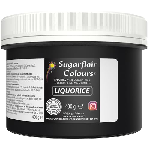 Sugarflair Lebensmittelfarbe Pasta Liquorice, Pasta Lebensmittel Farbe für Fondant und Marzipan, Spectral Concentrated Paste Colours - 400g von Sugarflair Colours