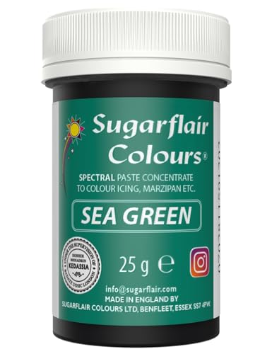 Sugarflair Lebensmittelfarbe Pasta Meergrün, Pasta Lebensmittel Farbe für Fondant und Marzipan, Spectral Concentrated Paste Colours - 25g von Sugarflair Colours