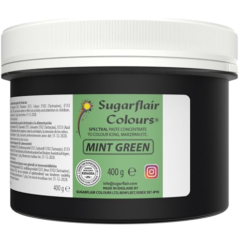 Sugarflair Lebensmittelfarbe Pasta Minze Green, Pasta Lebensmittel Farbe für Fondant und Marzipan, Spectral Concentrated Paste Colours - 400g von Sugarflair Colours