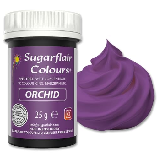 Sugarflair Spectral Orchid Lebensmittelfarbe Paste, hochkonzentrierte Lebensmittelfarbe für Buttercreme, Zuckerpaste, Royal Icing, Kuchenmischungen und mehr! Lebensmittelfarbstoff - 25g Sugarflair Spectral Orchid Lebensmittelfarbe Paste, hochkonzentrierte Lebensmittelfarbe für Buttercreme, Zuckerpaste, Royal Icing, Kuchenmischungen und mehr! Lebensmittelfarbstoff - 25g von Sugarflair Colours
