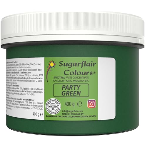 Sugarflair Lebensmittelfarbe Pasta PartyGreen, Pasta Lebensmittel Farbe für Fondant und Marzipan, Spectral Concentrated Paste Colours - 400g Sugarflair Lebensmittelfarbe Pasta PartyGreen, Pasta Lebensmittel Farbe für Fondant und Marzipan, Spectral Concentrated Paste Colours - 400g von Sugarflair Colours